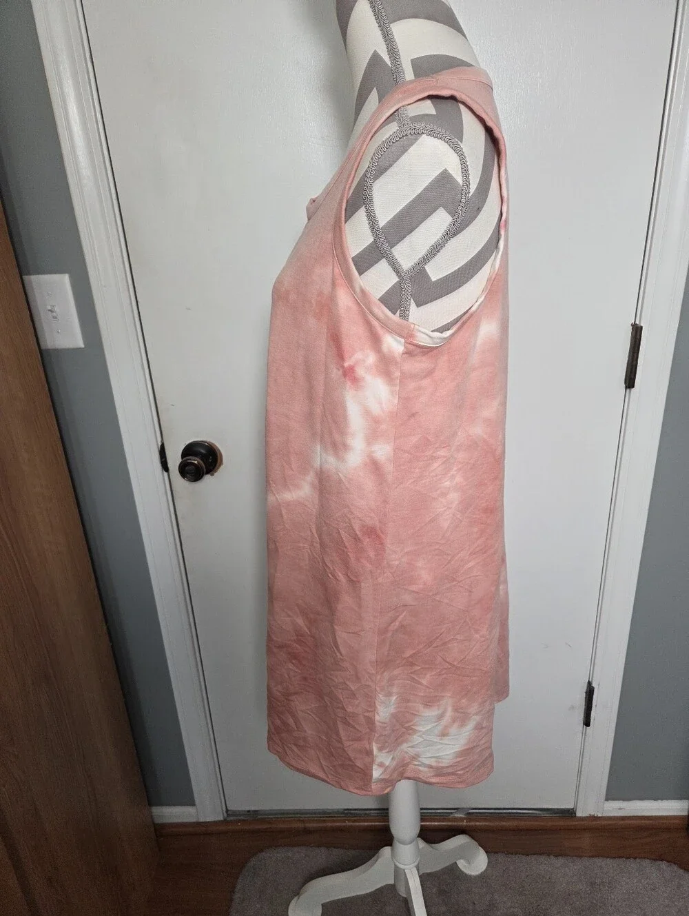 Wonderly Studio Pink Tie Dye Sleeveless Shift Dress L Crew Neck Summer Hippie